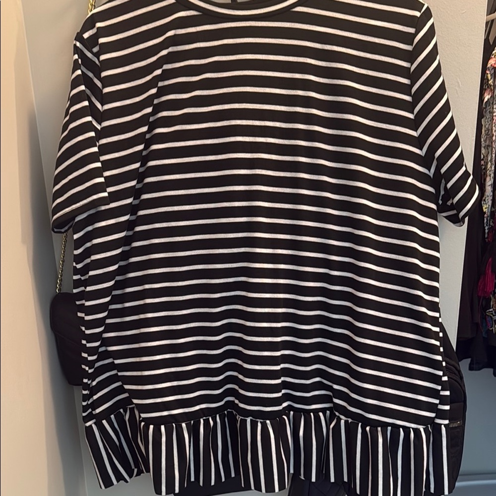 SHEIN Black and White Striped Blouse